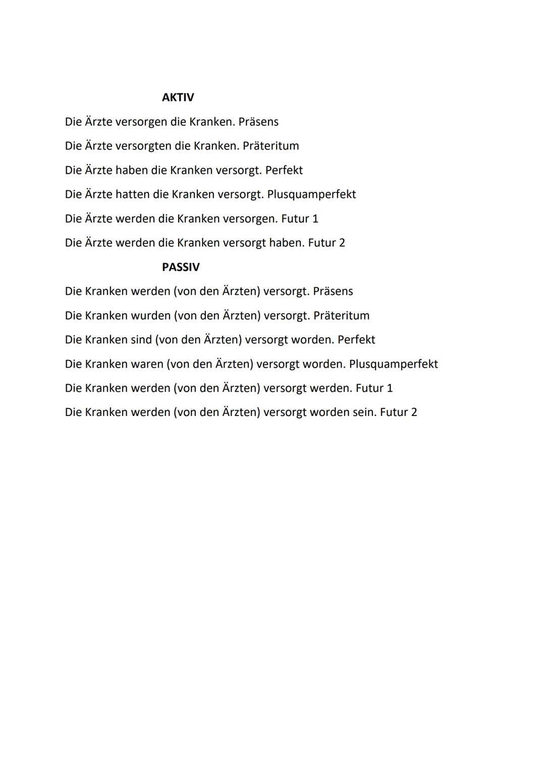 AKTIV und PASSIV
AKTIV
Der Bäcker backt den Kuchen. Präsens
Der Bäcker backte den Kuchen. Präteritum
Der Bäcker hat den Kuchen gebacken. Per