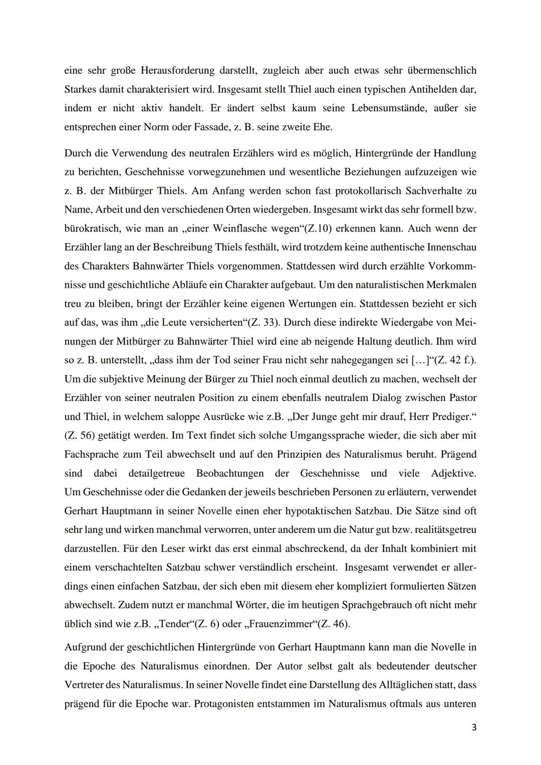 Textanalyse Gerhard Hauptmann: Bahnwärter Thiel (1888)
Der Textauszug aus der Novelle ,,Bahnwärter Thiel" von Gehart Hauptmann stammt aus de