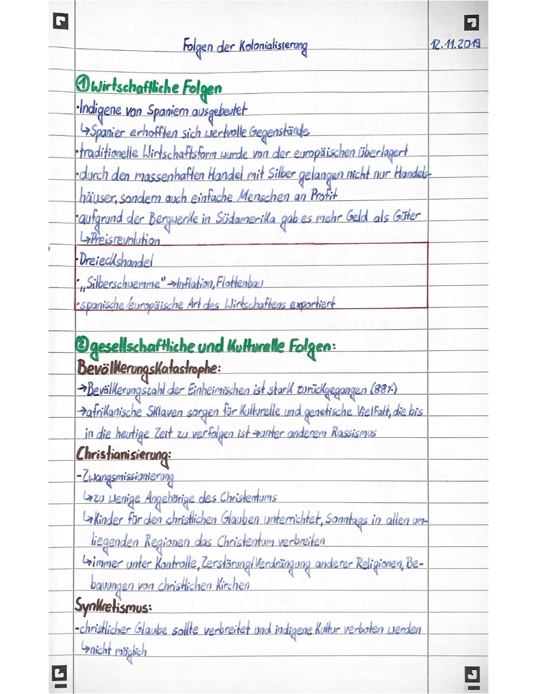 IG
Folgen der Kolonialisterung
Wirtschaftliche Folgen
-Indigene von Spaniern ausgebeutet
↳ Spanier erhofften sich wertvolle Gegenstände
trad