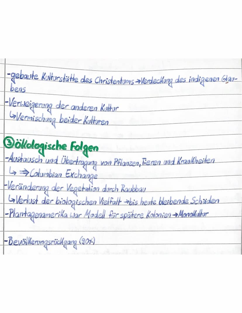 IG
Folgen der Kolonialisterung
Wirtschaftliche Folgen
-Indigene von Spaniern ausgebeutet
↳ Spanier erhofften sich wertvolle Gegenstände
trad