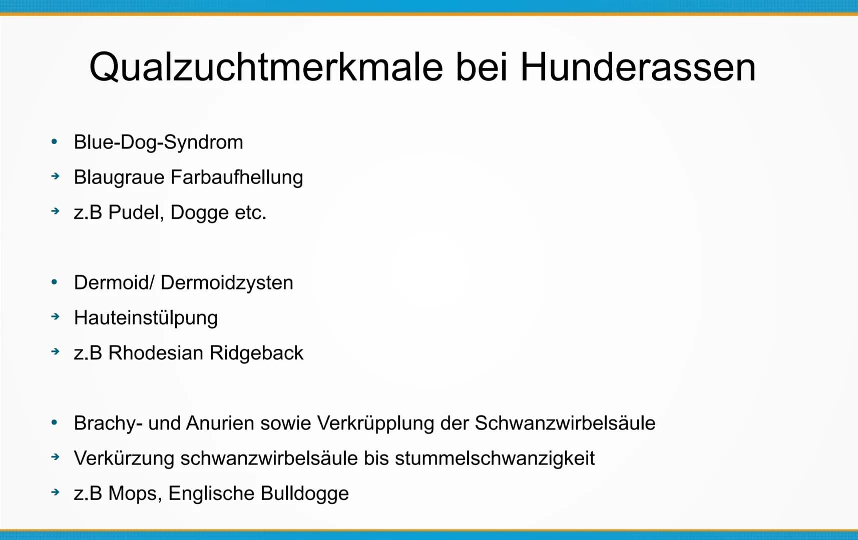 Qualzucht bei Hunden
Welche Konsequenzen kann Qualzucht bei Hunden
hervorrufen? ●
Einleitung
Definition
Häufigste Formen der Qualzucht
→ Qua