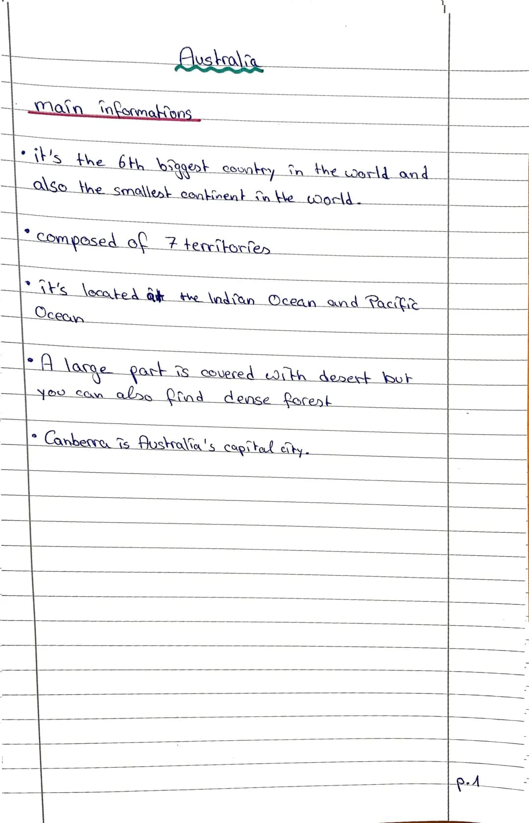Australia
Main Informations pad
•It's the 6th biggest country in the world and also
the smallest continent in the world.
•composed of 7 terr