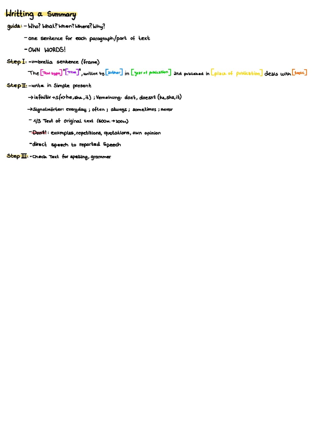 writting a summary