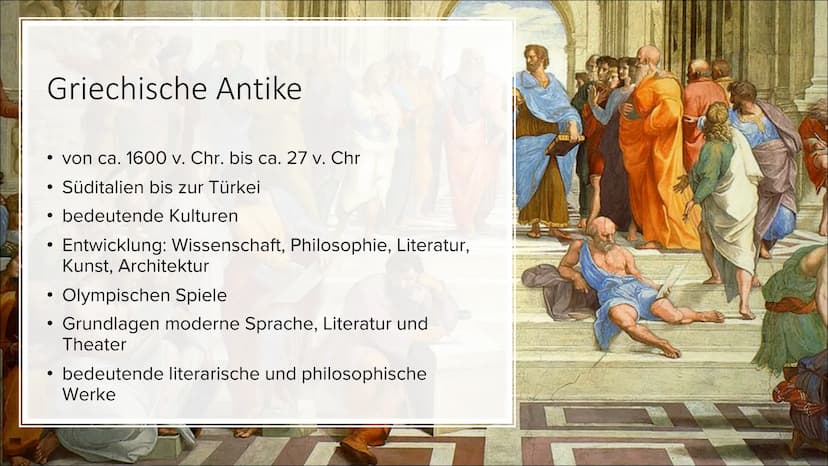 Cen
Griechische Antike
und ihre Kunstperioden Gliederung
●
●
●
Griechische Antike
Archaik
Klassik
Hellenismus
• Vergleich
• Menschenbild
Asy