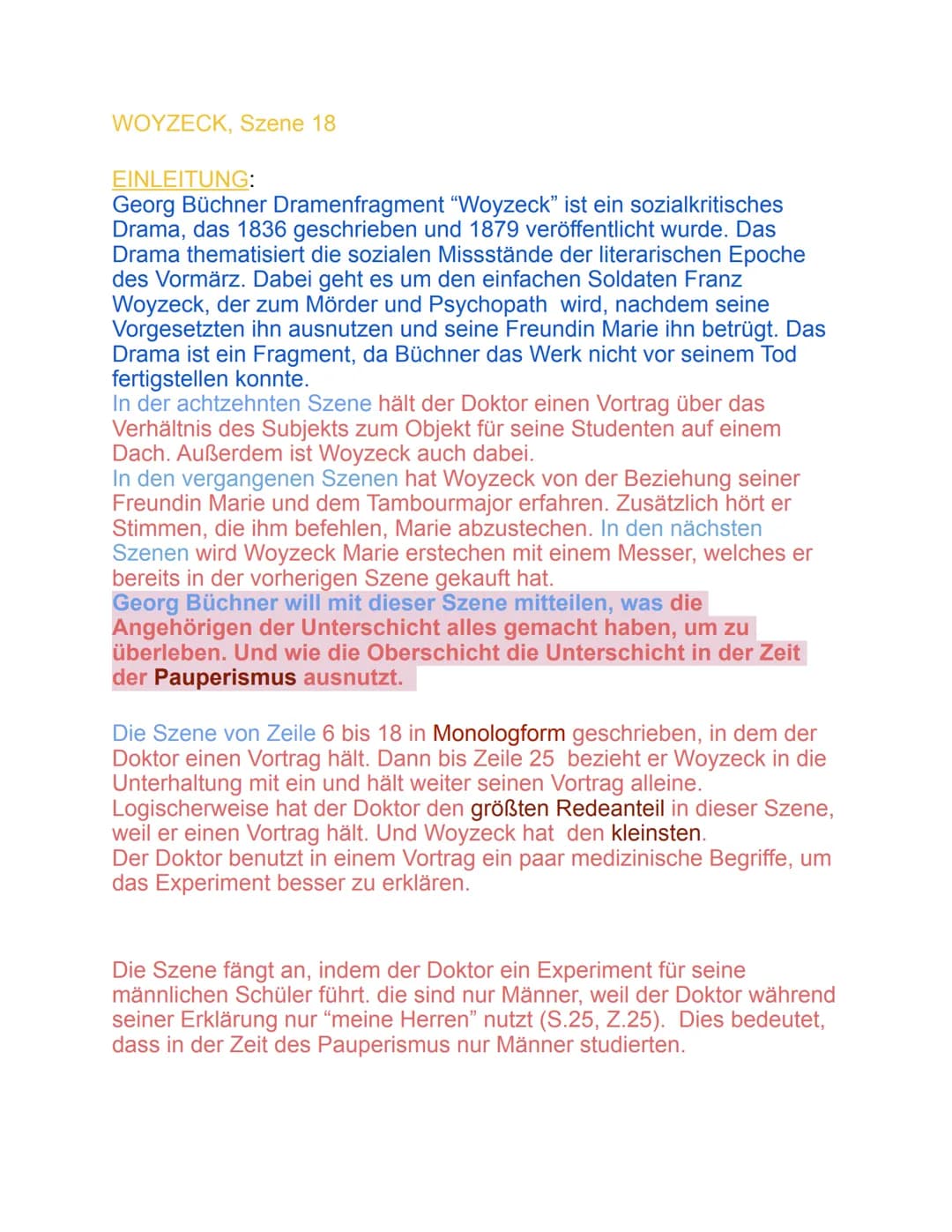WOYZECK, Szene 18
EINLEITUNG:
Georg Büchner Dramenfragment "Woyzeck" ist ein sozialkritisches
Drama, das 1836 geschrieben und 1879 veröffent