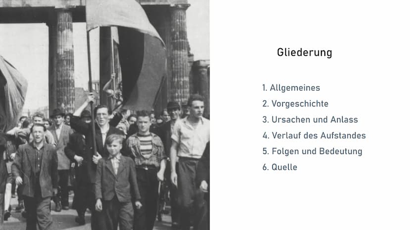 Was könnte am 17. Juni
1953 passiert sein? Der Aufstand vom
17.Juni.1953 Gliederung
1. Allgemeines
2. Vorgeschichte
3. Ursachen und Anlass
4