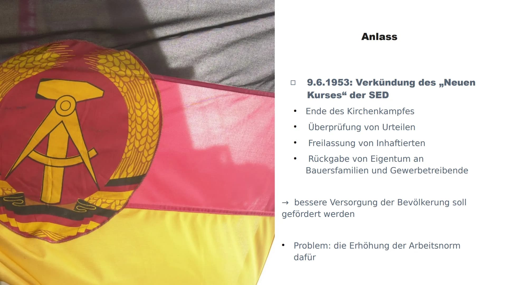 Was könnte am 17. Juni
1953 passiert sein? Der Aufstand vom
17.Juni.1953 Gliederung
1. Allgemeines
2. Vorgeschichte
3. Ursachen und Anlass
4