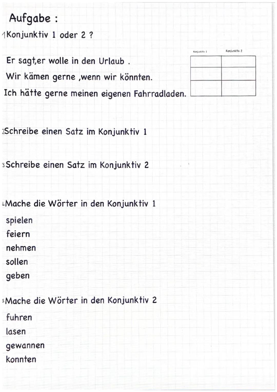 &
Konjunktiv
Es gibt den Konjunktiv 1 und Konjunktiv 2
Was ist Konjunktiv 1?
Der Konjunktiv 1 wird vom
Infinitiv abgeleitet
sein-sie sei,hab