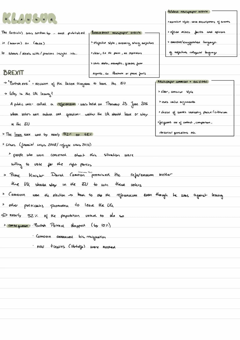 KLAU
Analysing
a news paper article
> Author, Litle, date, place.
> type of newspaper :
• types of article :
> choice
of
> intention :
news 