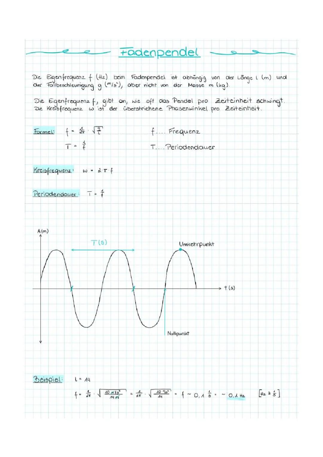 Wie du die Eigenfrequenz eines Fadenpendels berechnest