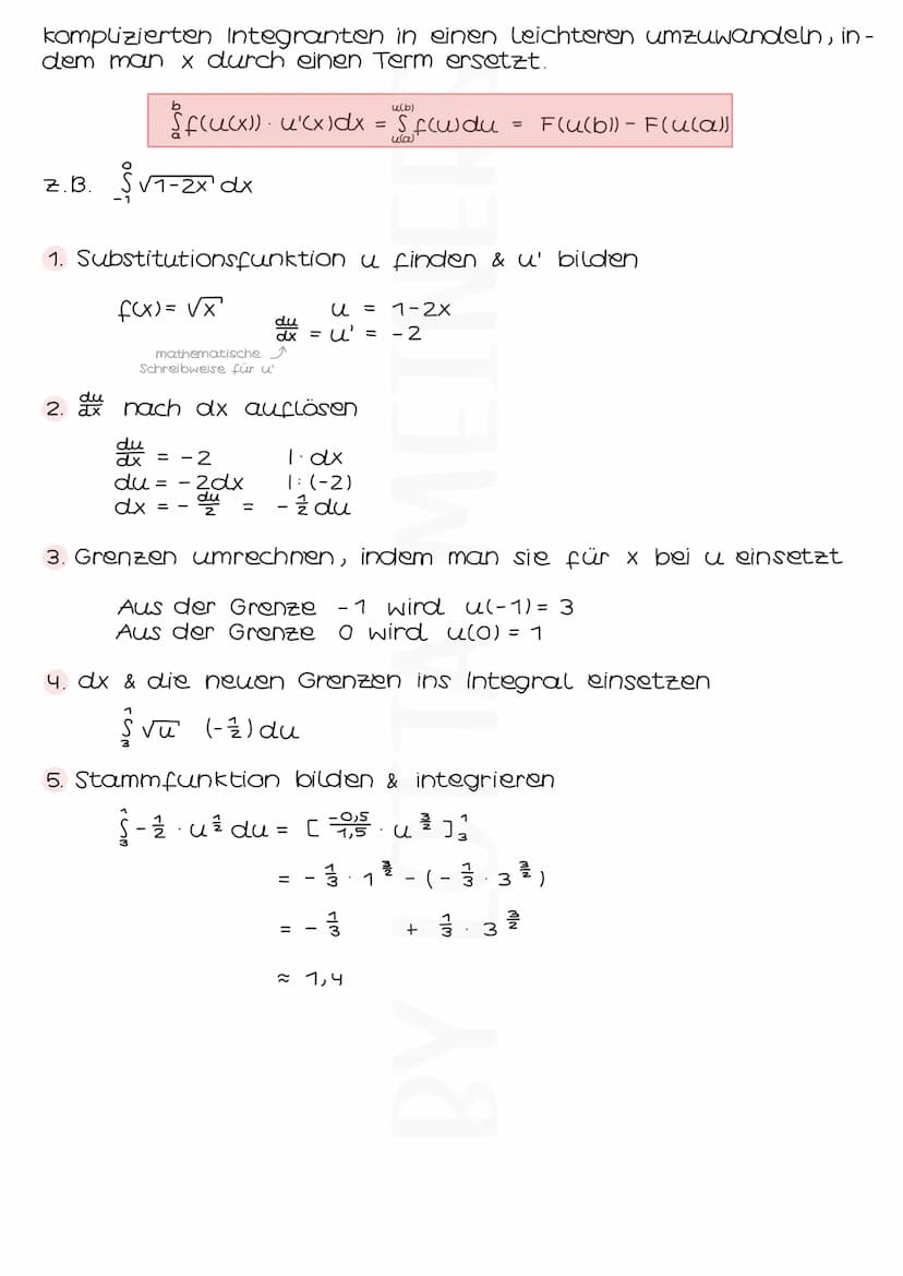 STAMMFUNKTIONEN
Eine Funktion F heißt Stammfunktion von f, wenn F'(x) = f(x)
gilt. Um die Stammfunktion zu bilden, muss man sie auflei-
ten"