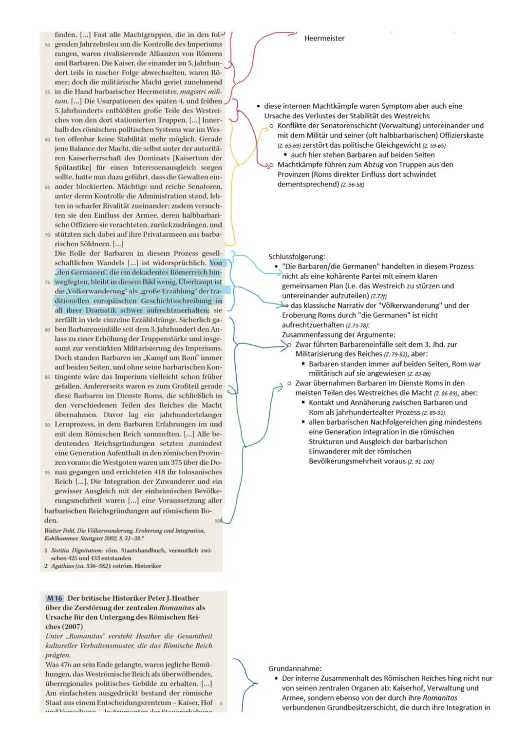 Notizen - Theorien zum "Untergang" des Römischen Reiches
Klassische Theorien:
1. der Dekadenztheorie (innere Schwäche: politisch, wirtschaft