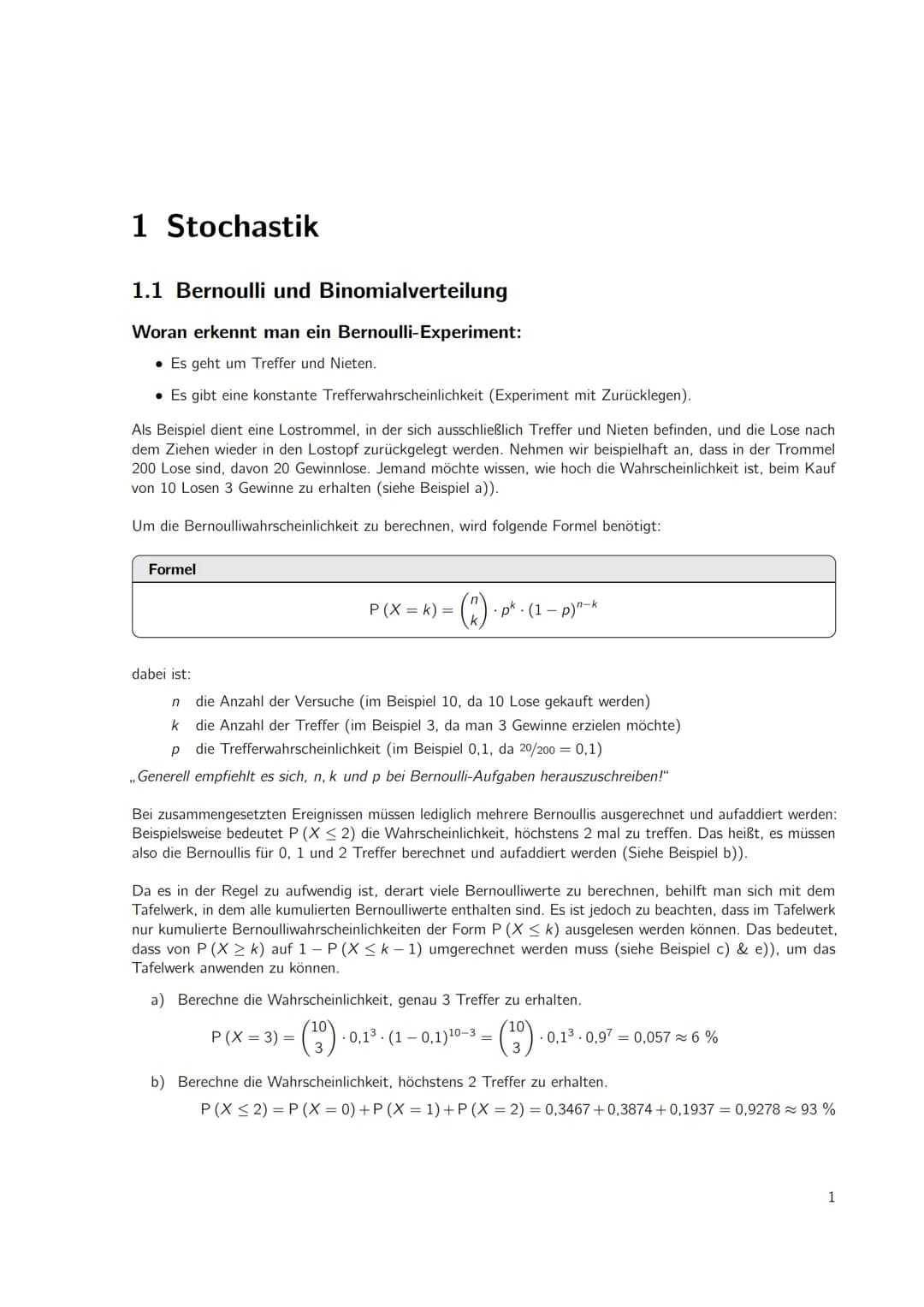 Inhaltsverzeichnis
1 Stochastik
1.1 Bernoulli und Binomialverteilung
Lösungen
1
1
4 1 Stochastik
1.1 Bernoulli und Binomialverteilung
Woran 