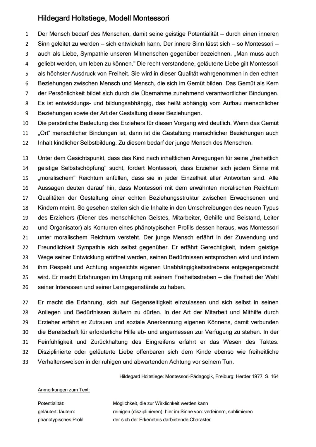Q1 GK Pädagogik/ KOP
ALS ANTHROPOLOGISCH
PROBEKLAUSUR
MONTESSORIPÄDAGOGIK
08.04.2021
BEGRÜNDETES ELEMENTARPÄDAGOGISCHES MODELL
1. Formuliere