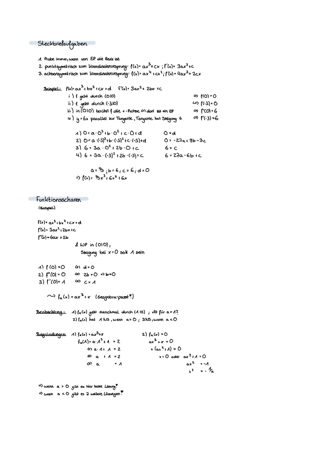 Nullstellen
1. Funktion f(x) ableilen = f'(x)
2. bei f'(x) die Nullstellen bestimmen
→ GTR: poly roots
Pq-Formel, Produkt = O-Regel, Ausklam