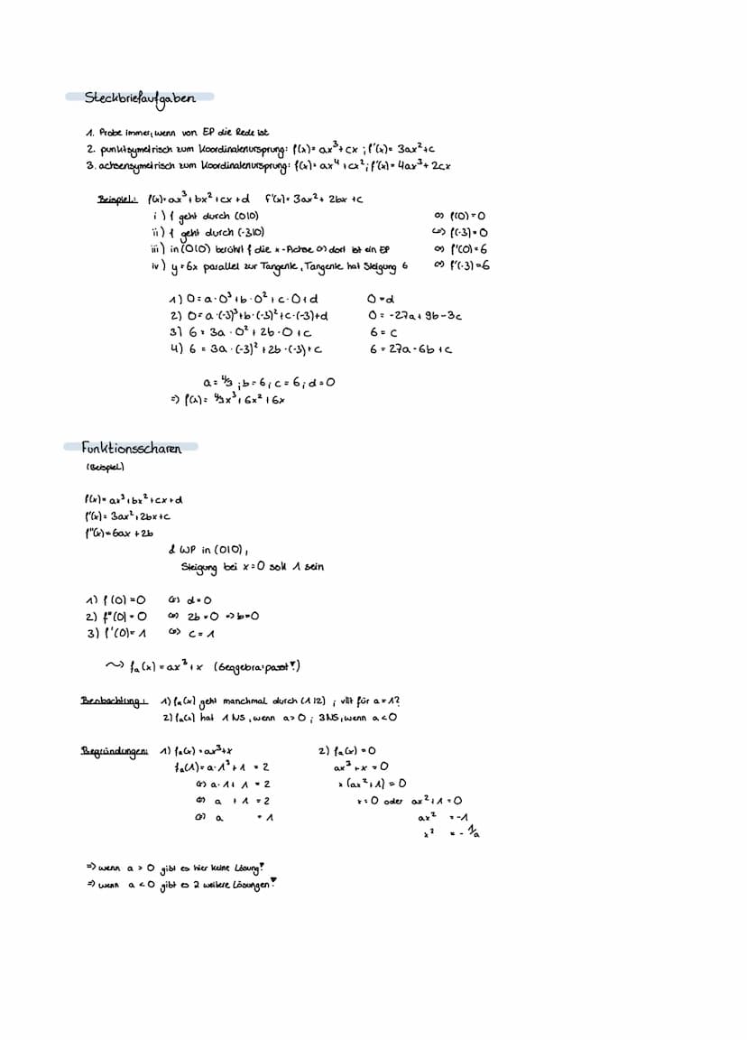 Nullstellen
1. Funktion f(x) ableilen = f'(x)
2. bei f'(x) die Nullstellen bestimmen
→ GTR: poly roots
Pq-Formel, Produkt = O-Regel, Ausklam