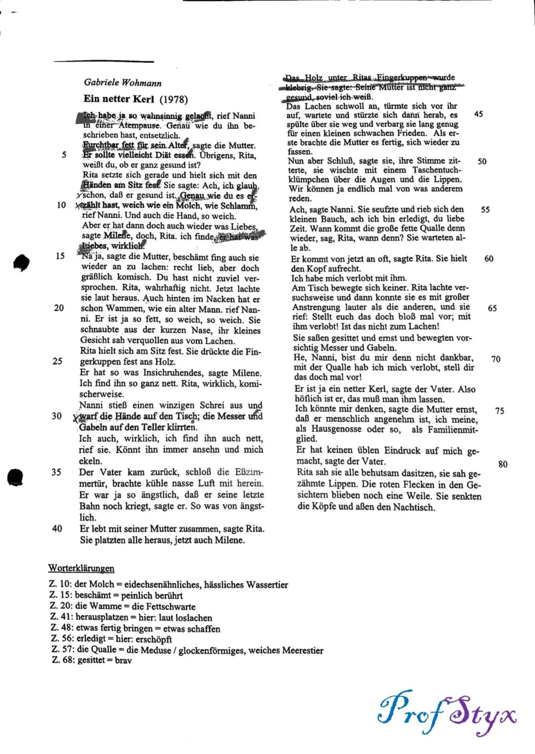 Firefox
1 von 1
Situation:
-Mitglieder
-Wo?
Aufgabenstellung:
●
NOTE 1
.
1.Deutschklausur
1. Analysiere den Text von Gabriele Wohmann unter 