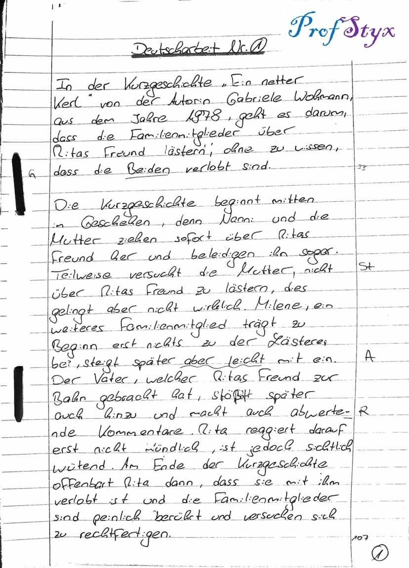 Firefox
1 von 1
Situation:
-Mitglieder
-Wo?
Aufgabenstellung:
●
NOTE 1
.
1.Deutschklausur
1. Analysiere den Text von Gabriele Wohmann unter 