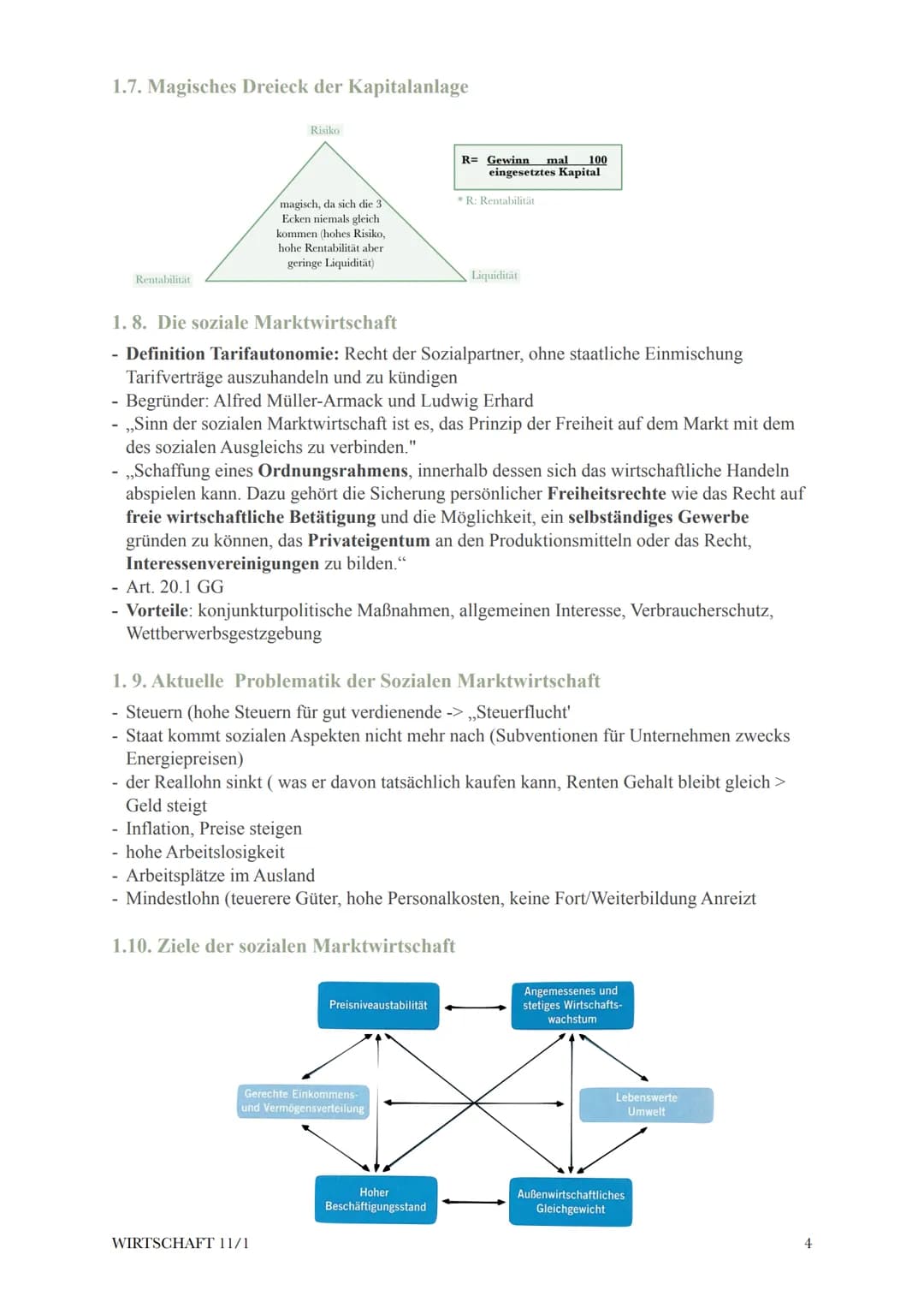 @diedamitlernzetteln
1. Wirtschaftliche Grundlagen
1.1. Volkswirtschaftliche Zielsetzung in der sozialen Marktwirtschaft
1.2. Ideale Wirtsch