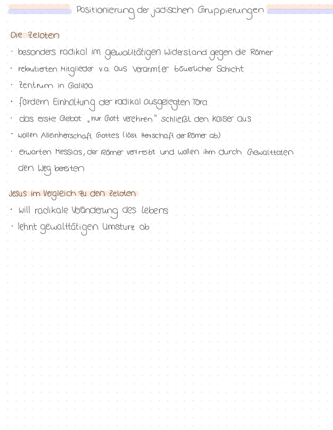 Positionierung der jüdischen Gruppierungen
Die Pharisäer
• Suchen Erneuerung der jüdischen Identität im Taragehorsam
Ziel: lebensalltag von 