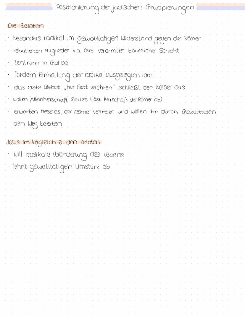 Positionierung der jüdischen Gruppierungen
Die Pharisäer
• Suchen Erneuerung der jüdischen Identität im Taragehorsam
Ziel: lebensalltag von 