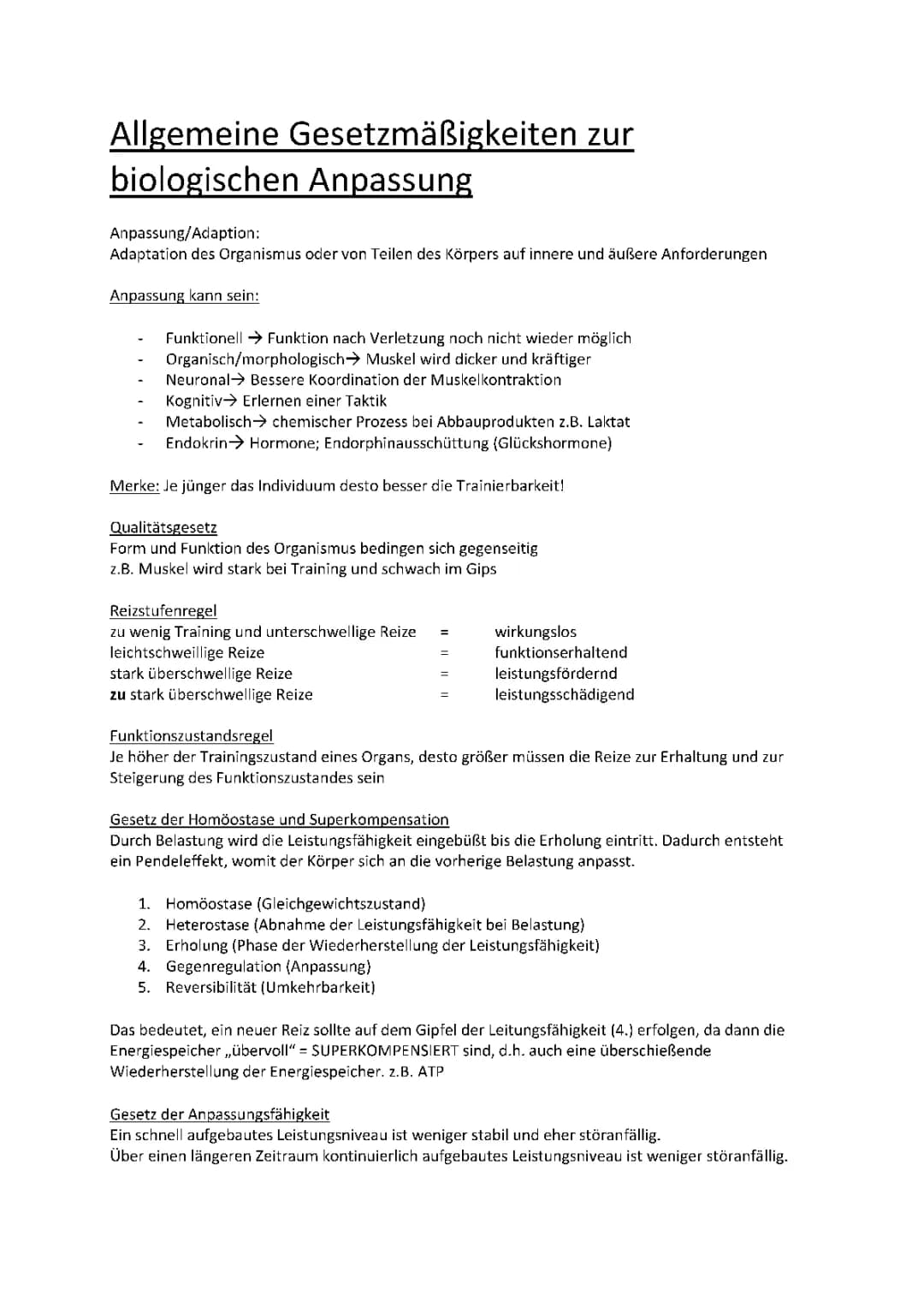 Biologische Anpassung, Energiebereitstellung