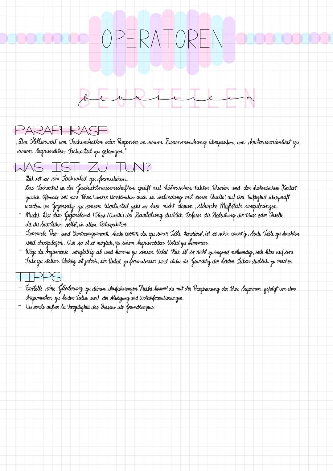 # OPERATOREN 0000000

PARAPHRASE

Tachverhalte erklären und in ihren komplexen Beziehungen an Beispielen und/oder Theorien verdeutlichen lau