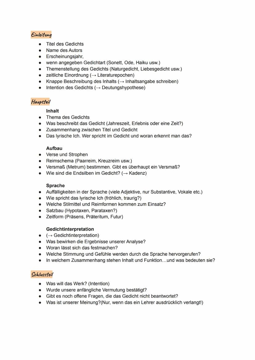 Vorgehen
1. Begegnen
a) Gedicht aufmerksam lesen
b) ersten Eindruck und Deutungshypothese festhalten
●
●
Gedichtinterpretation
●
Mit welchem