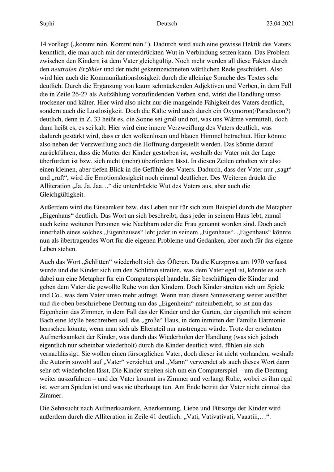 Suphi
Deutsch
23.04.2021

Helga M. Novak: Schlittenfahren (1968)

Notizen/Kladde:

Neutraler Erzähler, keine gekennzeichnete wörtliche Rede 