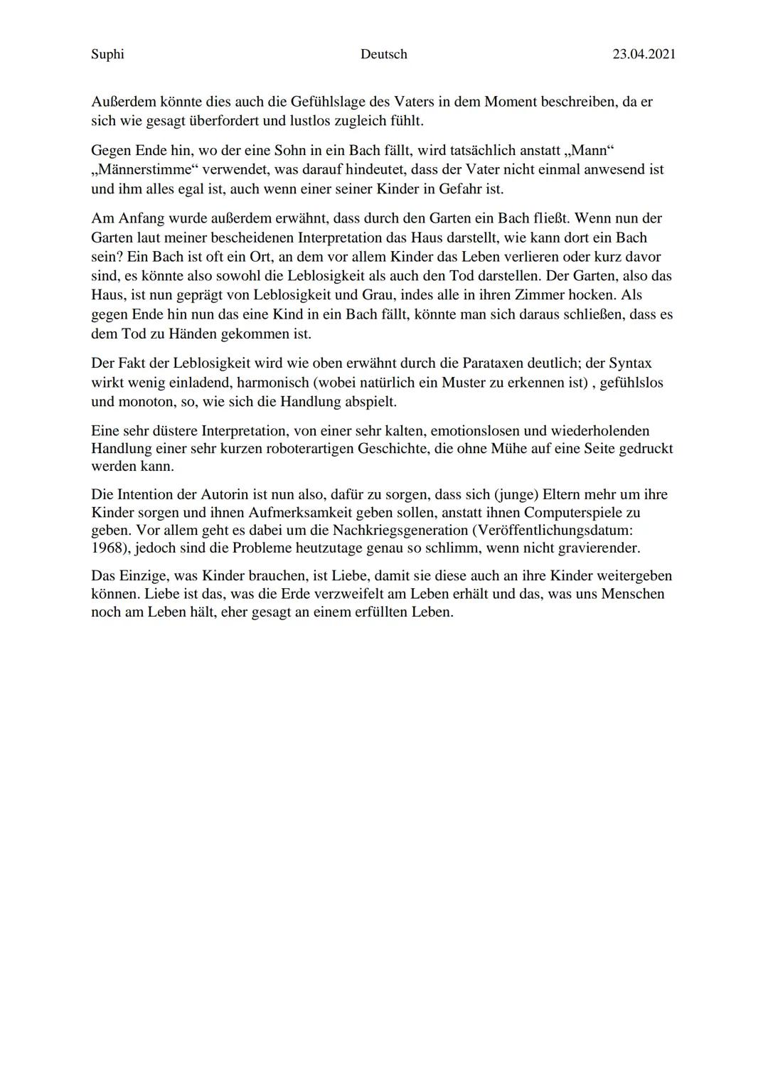 Suphi
Deutsch
23.04.2021

Helga M. Novak: Schlittenfahren (1968)

Notizen/Kladde:

Neutraler Erzähler, keine gekennzeichnete wörtliche Rede 
