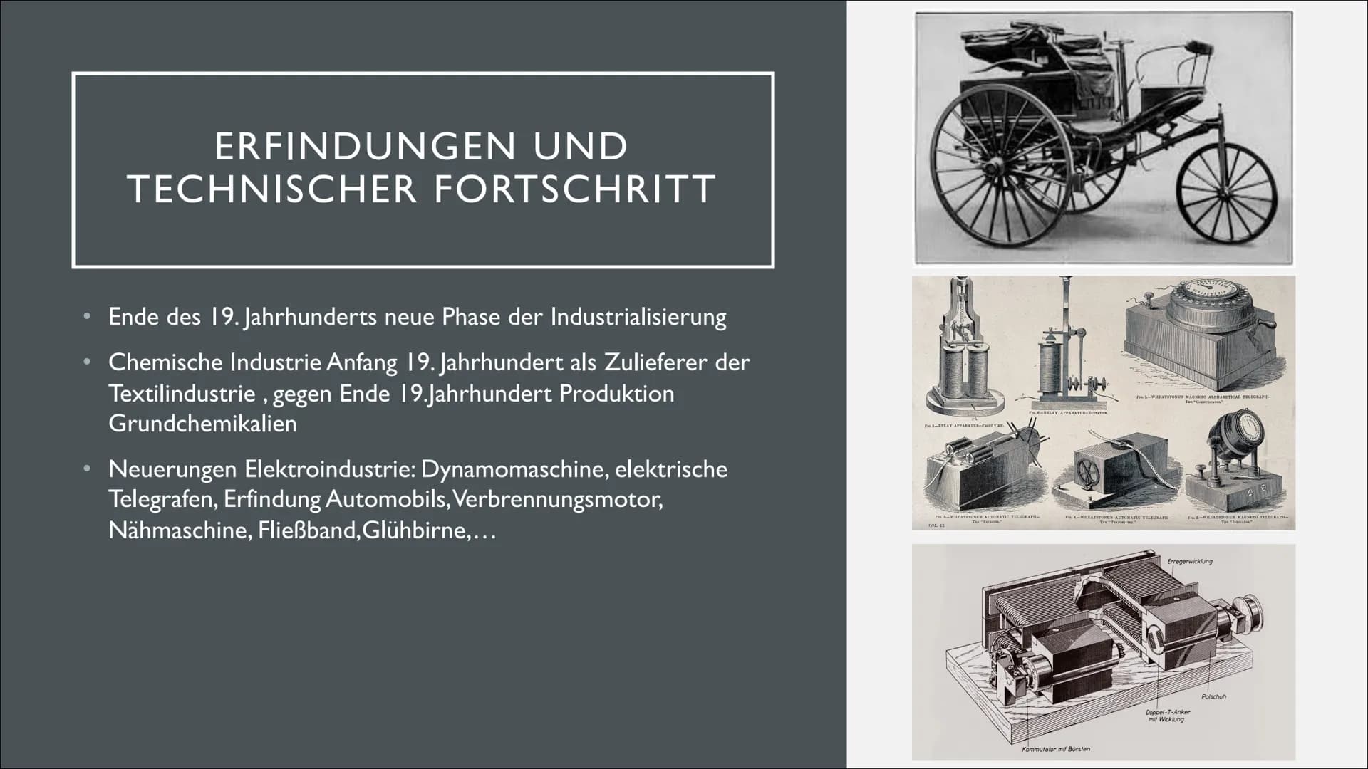 DIE ,, ZWEITE INDUSTRIELLE
REVOLUTION "
Lebens- und Arbeitsbedingungen im Wandel ●
●
●
●
INHALTSANGABE
Erfindungen und technischer Fortschri