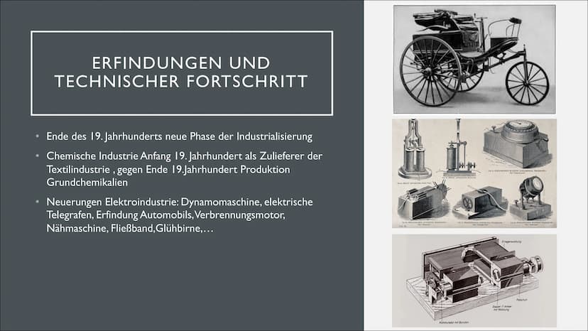 DIE ,, ZWEITE INDUSTRIELLE
REVOLUTION "
Lebens- und Arbeitsbedingungen im Wandel ●
●
●
●
INHALTSANGABE
Erfindungen und technischer Fortschri