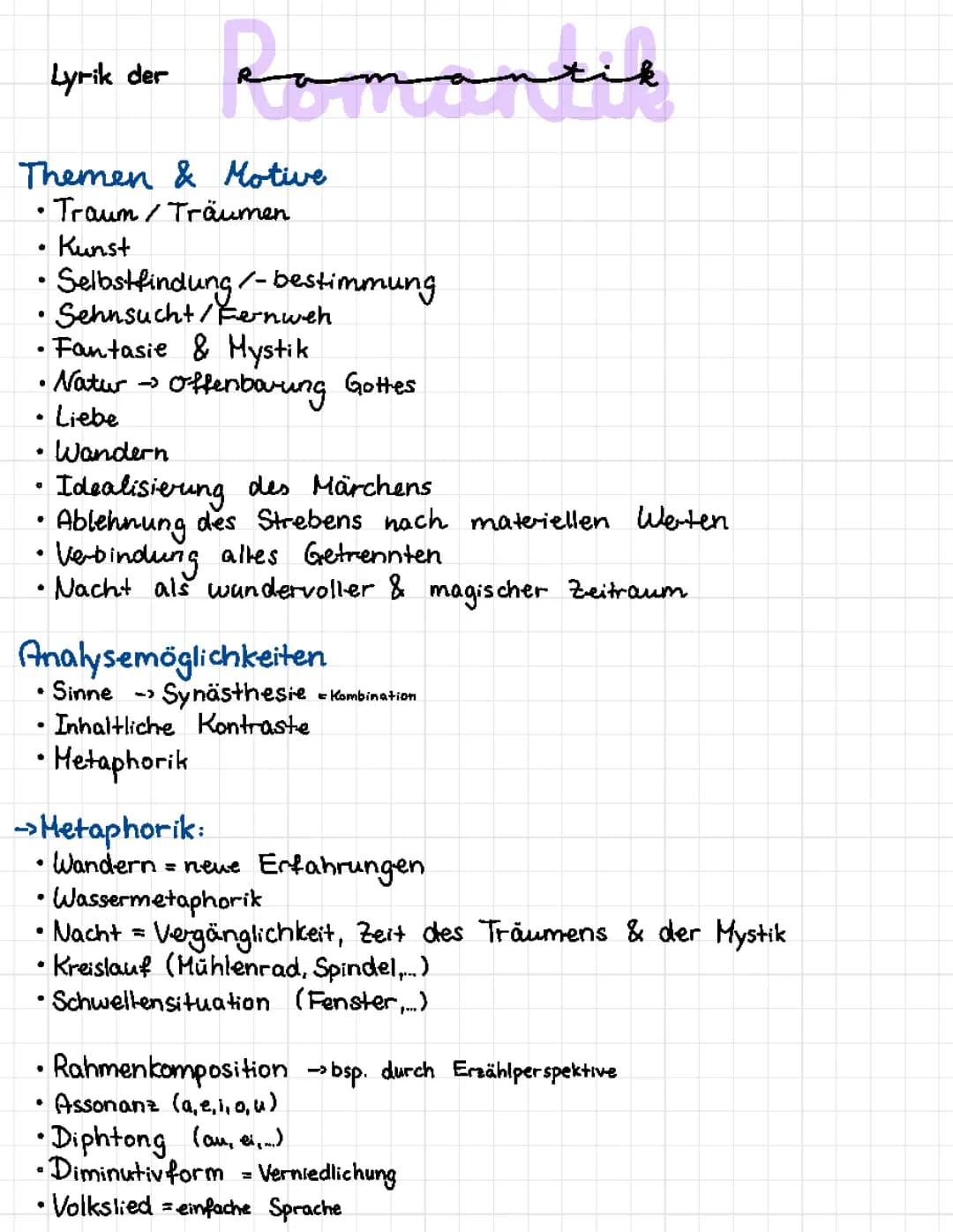 Lyrik der Romantik (Gedichtsanalyse Hilfestellung)