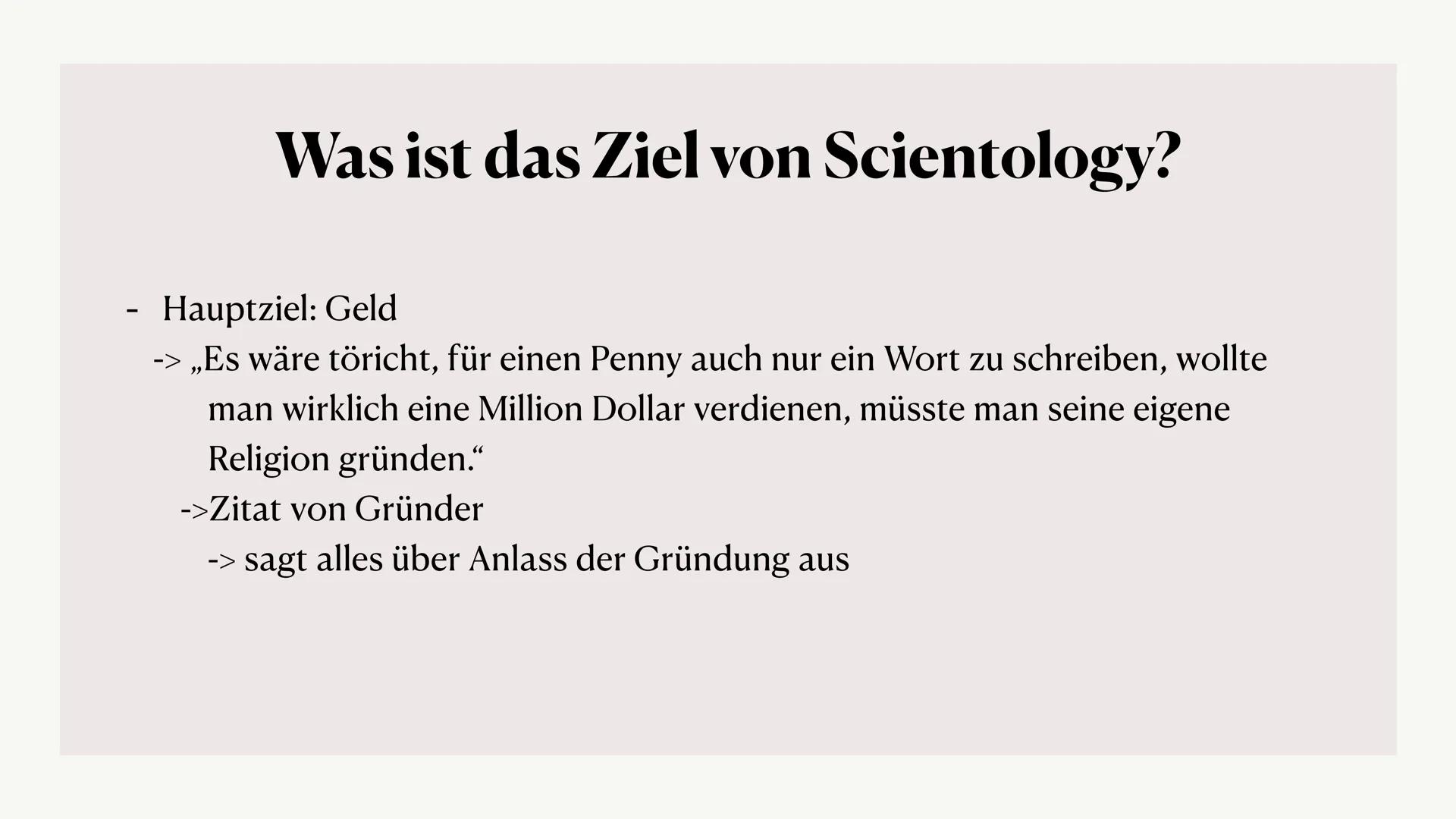 SCIENTOLOGY
90
Scientology
FFI
Lilly und Toni Inhalt
Allgemeine Informationen
Lehren
Geschichte
Scientology heute
Ziele
Eintritt
Personen in