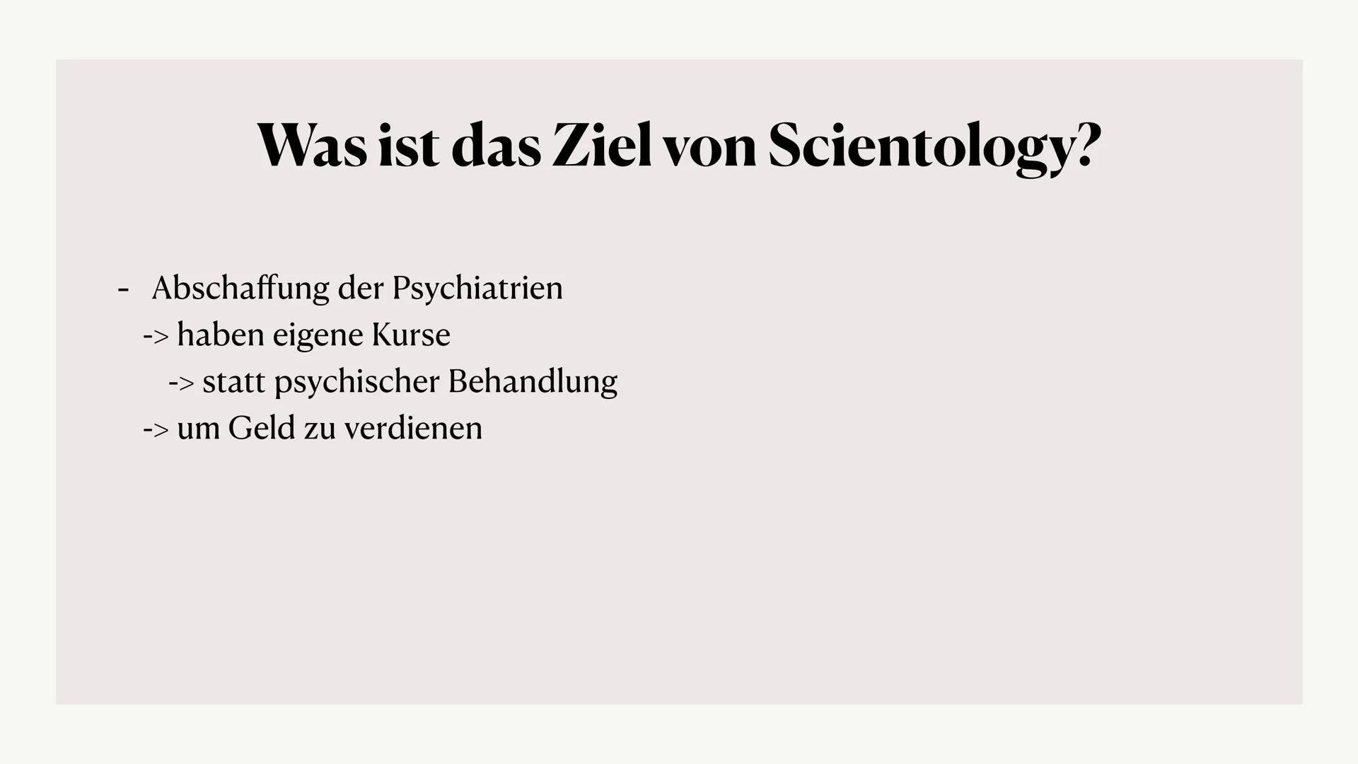 SCIENTOLOGY
90
Scientology
FFI
Lilly und Toni Inhalt
Allgemeine Informationen
Lehren
Geschichte
Scientology heute
Ziele
Eintritt
Personen in