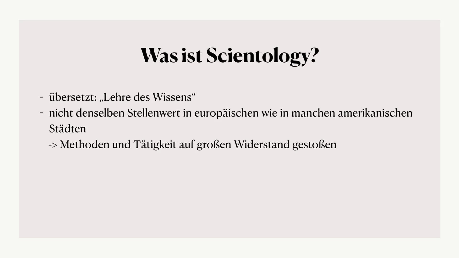 SCIENTOLOGY
90
Scientology
FFI
Lilly und Toni Inhalt
Allgemeine Informationen
Lehren
Geschichte
Scientology heute
Ziele
Eintritt
Personen in