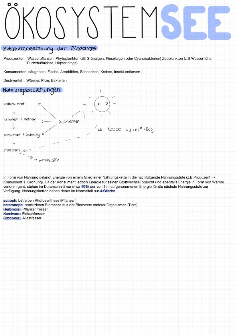 ÖKOSYSTEMSEE
Definition See
Ein See ist ein stilles Gewässer, welches komplett von Land umgeben
ist. Es kann sein, dass es Zu- und Abflüsse 