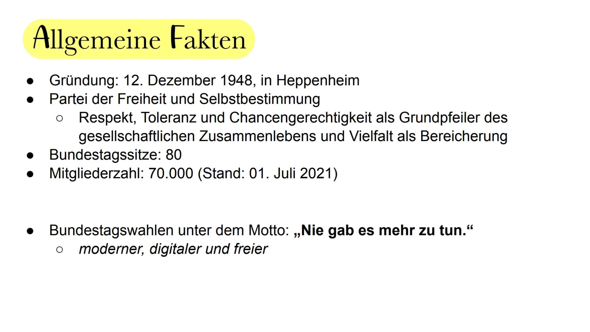 Freie Demokratische Partei Inhalt
Allgemeine Fakten
Wirtschaftspolitik
Digitalisierung
Drogenpolitik
• Außenpolitik
Sicherheitspolitik
Klima