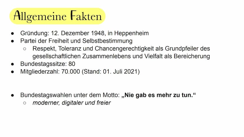 Freie Demokratische Partei Inhalt
Allgemeine Fakten
Wirtschaftspolitik
Digitalisierung
Drogenpolitik
• Außenpolitik
Sicherheitspolitik
Klima