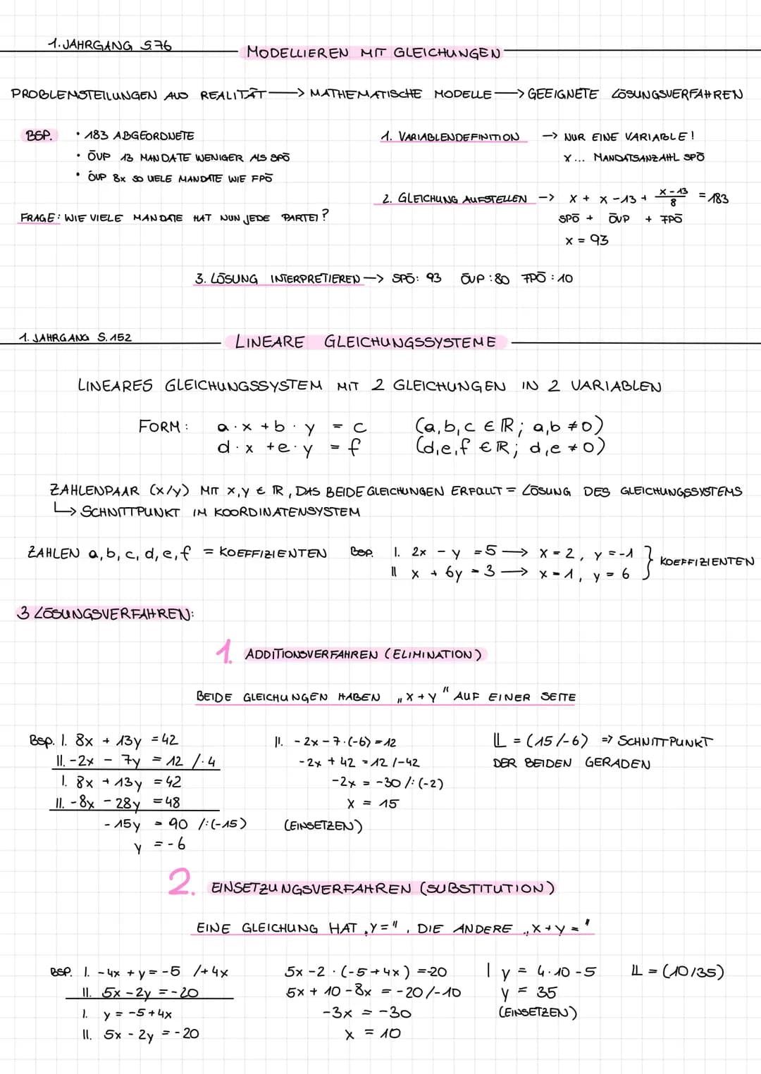 {=}
GLEICHUNGSSYSTEME, UNGLEICHUNGSSYSTEME,
1. JAHRGANG S.72
EINE GLEICHUNG IST EIN MATHEMATISCHER AUSDRUCK, BEI DEM ZWEI TERME DURCH EIN
GL