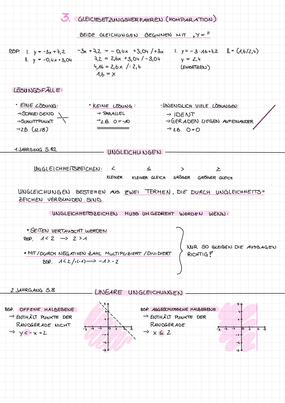 {=}
GLEICHUNGSSYSTEME, UNGLEICHUNGSSYSTEME,
1. JAHRGANG S.72
EINE GLEICHUNG IST EIN MATHEMATISCHER AUSDRUCK, BEI DEM ZWEI TERME DURCH EIN
GL