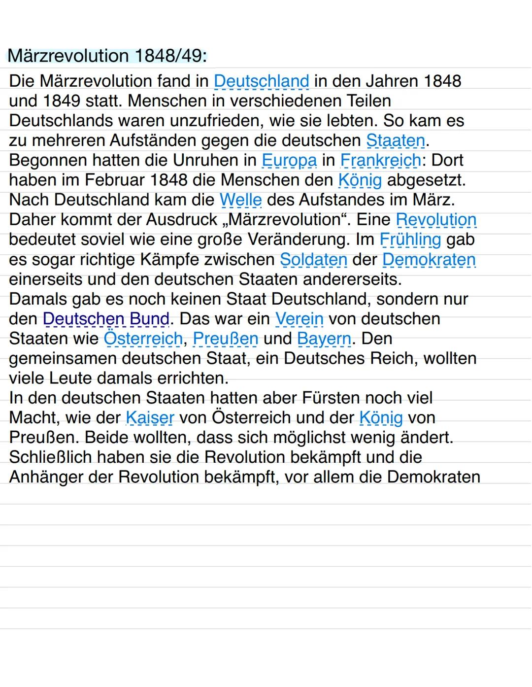 Märzrevolution 1848/49:

Die Märzrevolution fand in Deutschland in den Jahren 1848
und 1849 statt. Menschen in verschiedenen Teilen
Deutschl