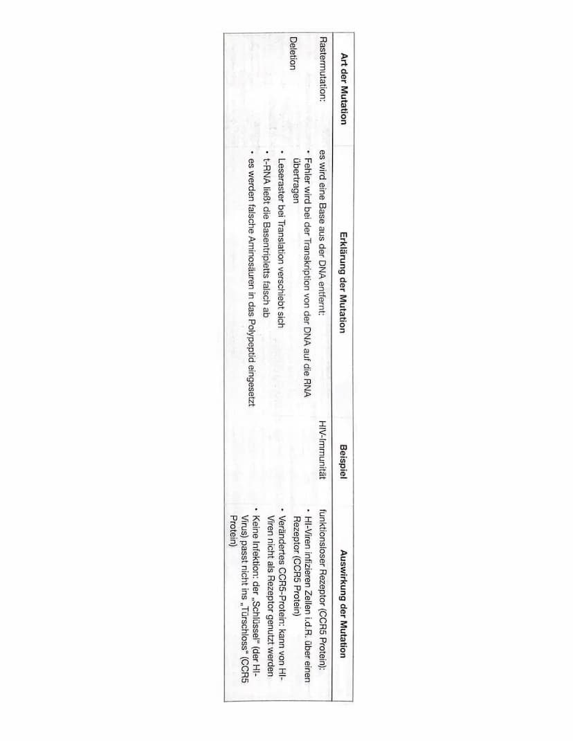 Antizipiertes Lernprodukt
Genmutation - Auswirkungen eines fehlerhaften Ablaufs der Proteinbiosynthese auf den Organismus
Art der Mutation
E
