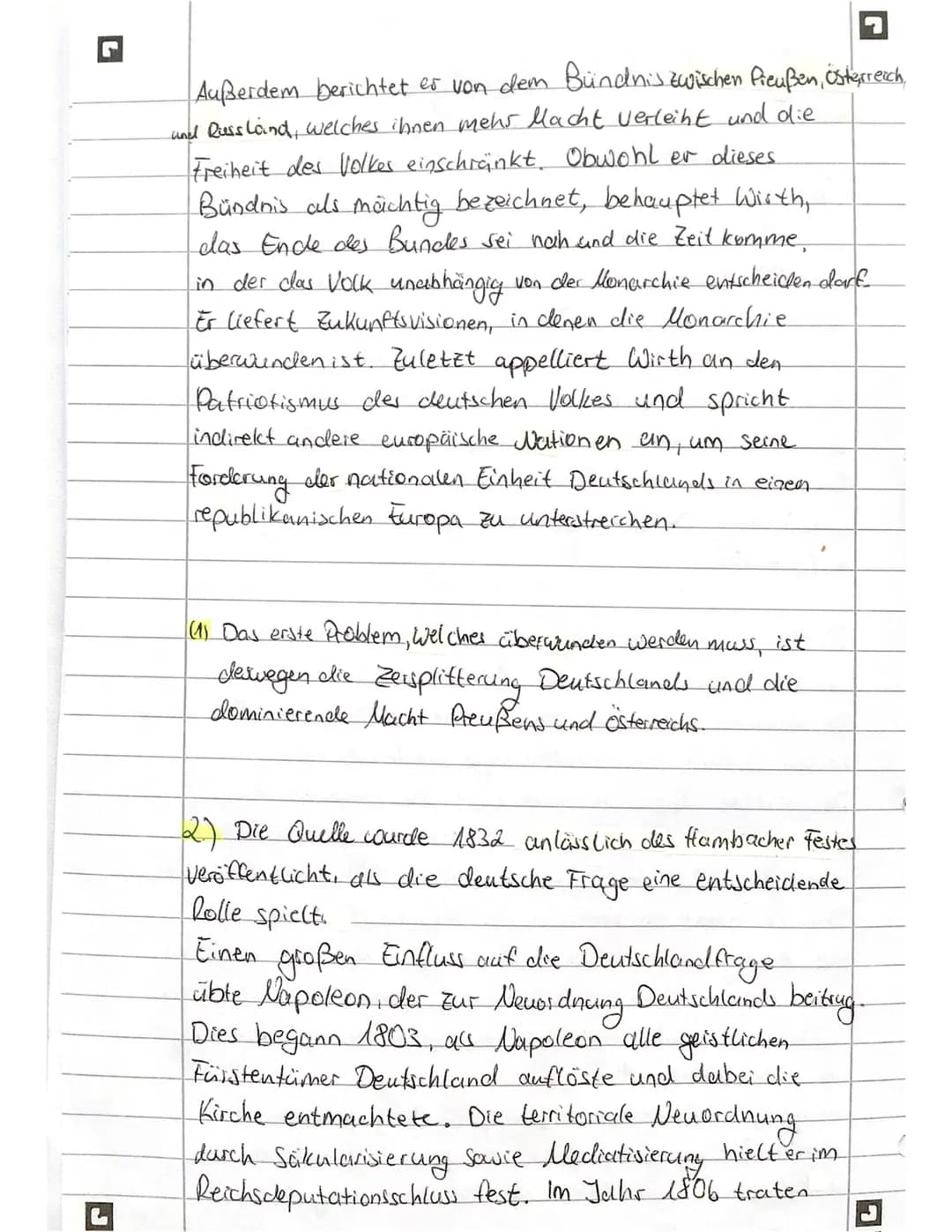 7
Geschichte Analyse
1.) Die vorliegende Rede wurde von Soham Georg August
Wirth gehalten, der Jurist, Schriftsteller, Politiker und
Mitorga