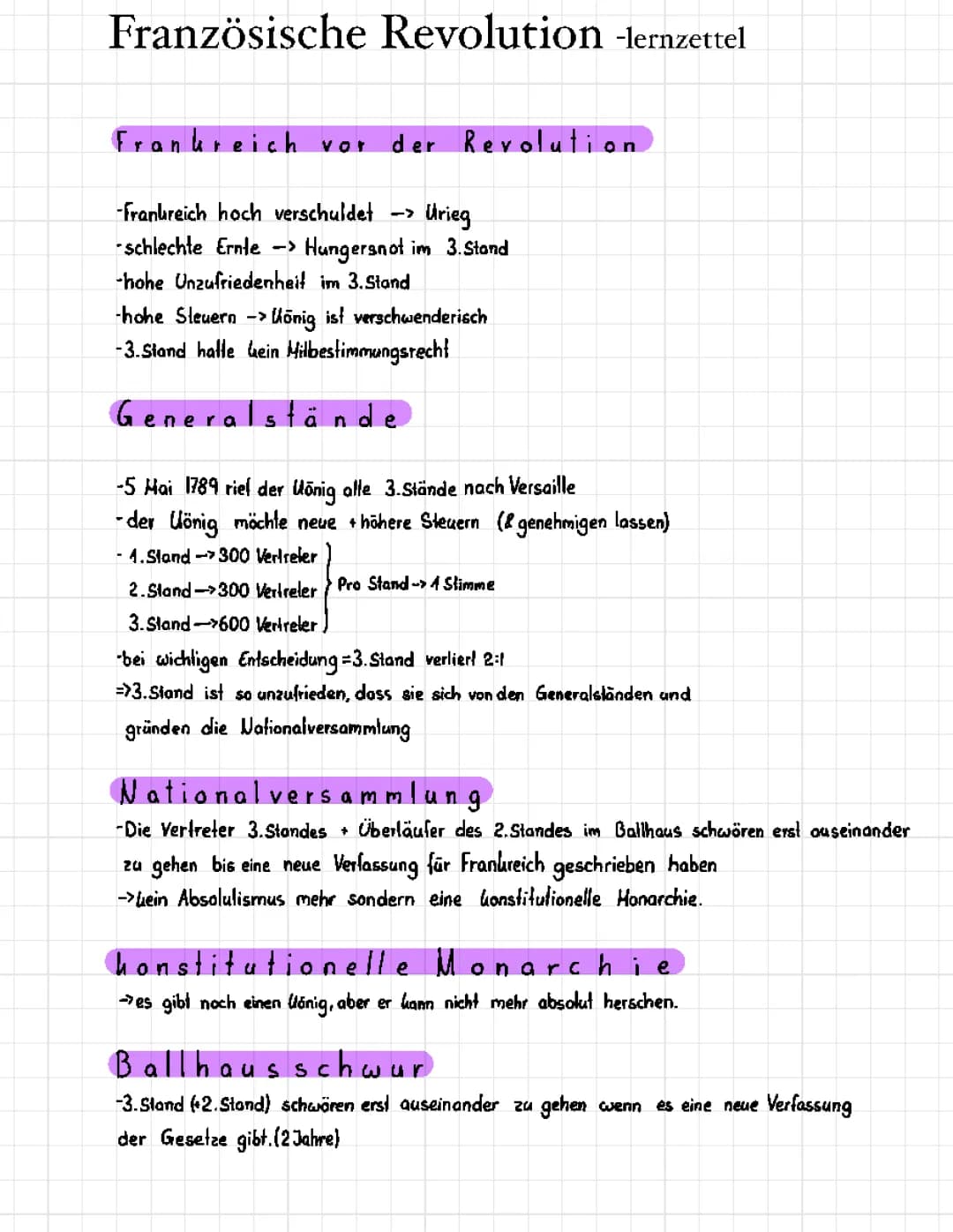 französische revolution lernzettel