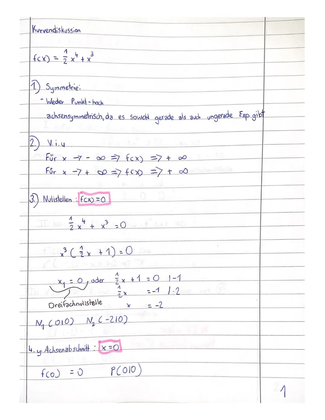 Kurvendiskussion
3
f(x) = √²/² x ² + x ²³
1) Symmetrie:
- Weder Punkt - hoch
achsensymmetrisch, da es sowohl gerade als auch ungerade Exp. g
