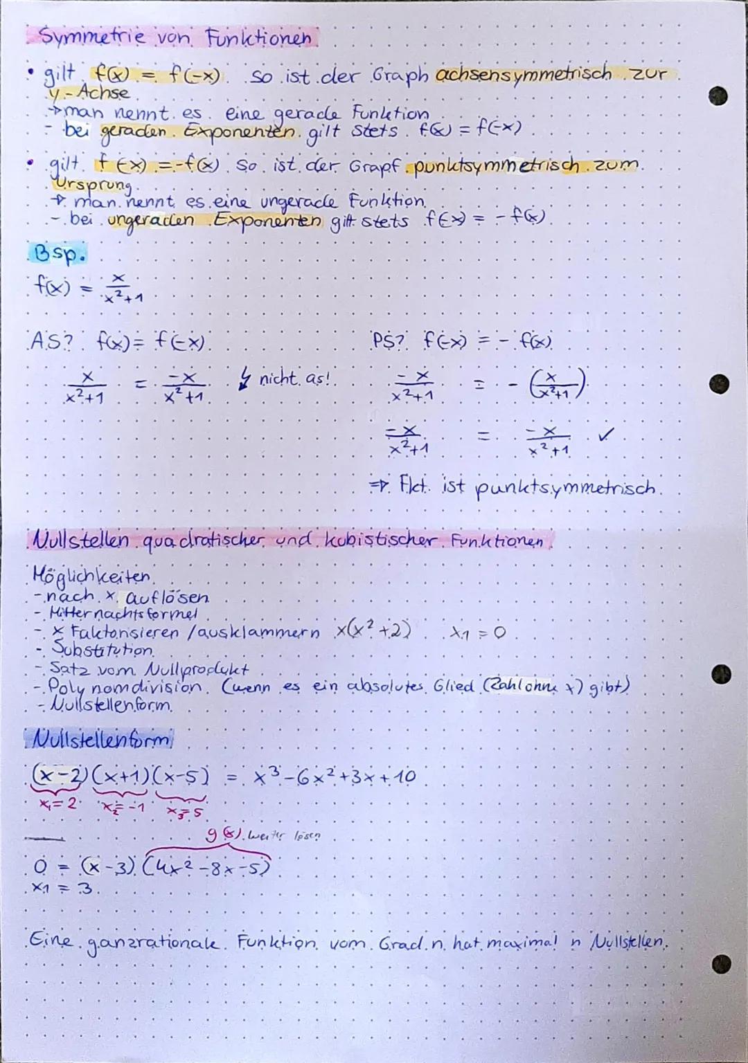 Kurven diskussion
1. Symmetrie
- zur y-Achse
f(x) = f(x)
: zum Ursprung f(x) = -f(x)
2. Schnitt punkte mit den Achsen
- X-Achse f(xo) = .0..