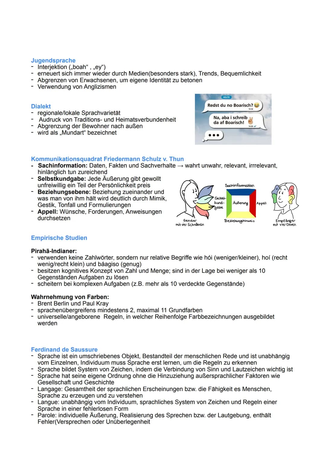 Sprache, Denken, Wirklichkeit
Was ist Sprache?
- System aus Wörtern, Lauten, Zeichen, Symbolen und grammatischen Regeln
Hauptkommunikationsm