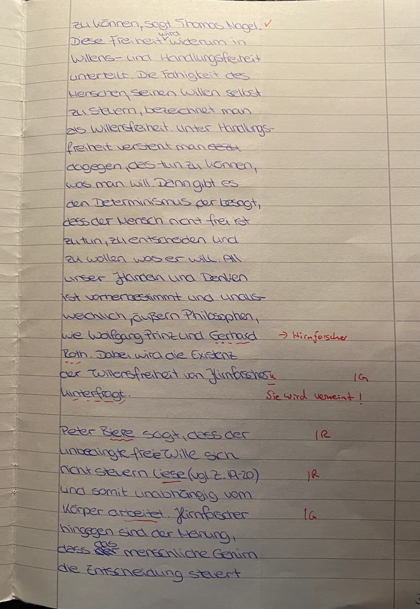 10
15
20
Q1 GK Philosophie Klausur 2
25
Peter Bieri: Das Handwerk der Freiheit (2001)
Der losgelöste Wille: ein Alptraum
Erst wäre ein Wille