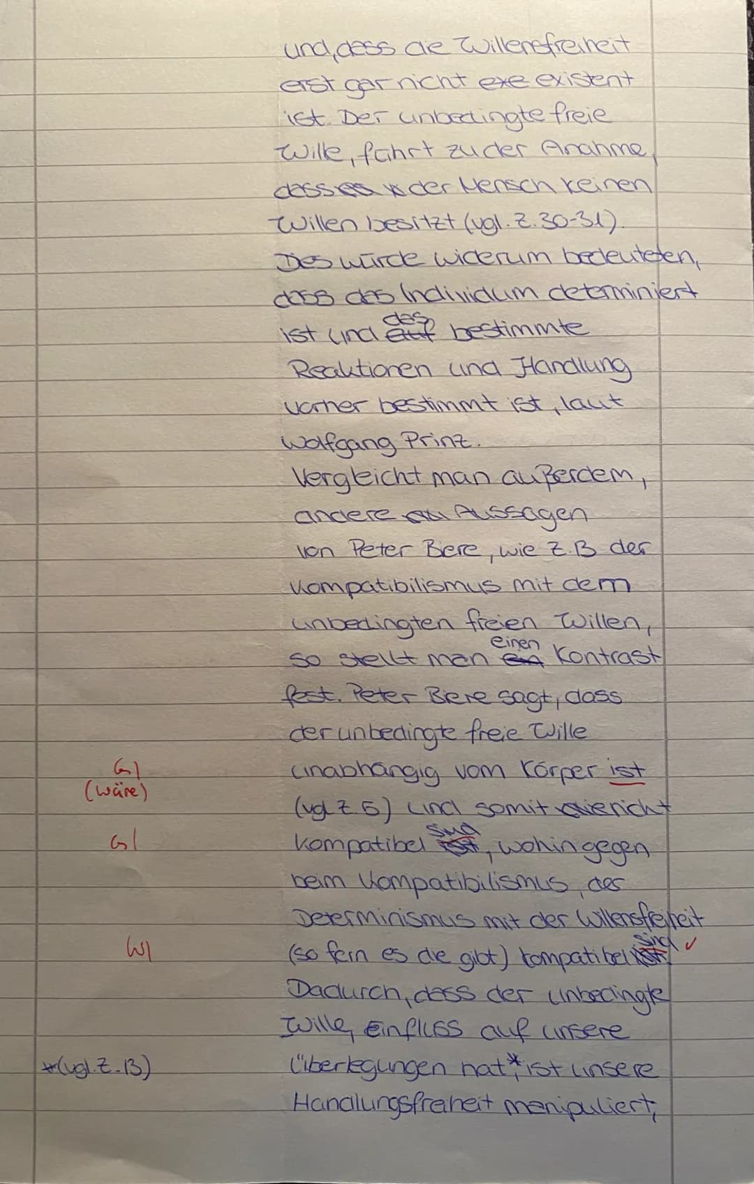 10
15
20
Q1 GK Philosophie Klausur 2
25
Peter Bieri: Das Handwerk der Freiheit (2001)
Der losgelöste Wille: ein Alptraum
Erst wäre ein Wille
